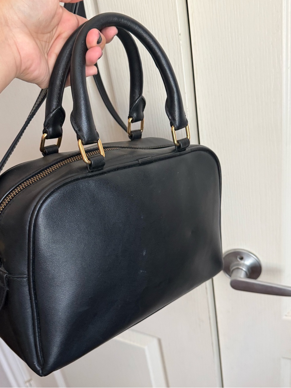 Marc Jacobs Black Leather Top-Handle Satchel Crossbody - Picture 7 of 14